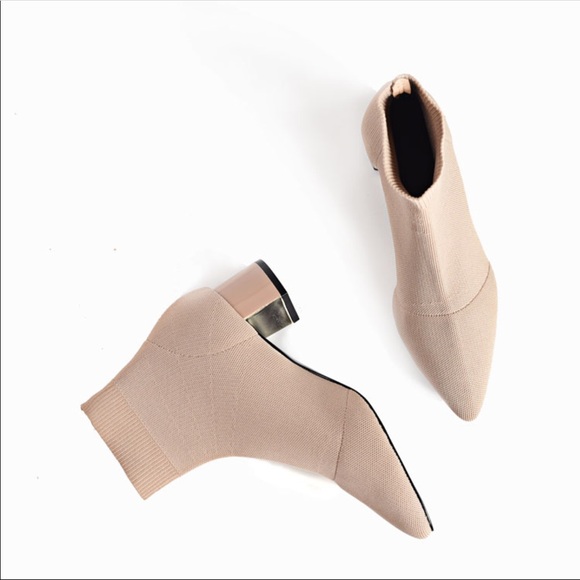 Ankle Knit Sock Booties w/ Block Heel - Picture 7 of 8